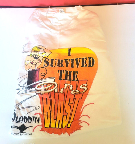 OBSOLETE ALADDIN HOTEL CASINO LAS VEGAS I SURVIVED THE DUNES BLAST T-SHIRT LARGE