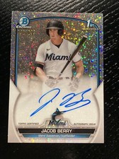 2023 Bowman Chrome Prospects JACOB BERRY Miami Marlins AUTO Speckle Ref /299