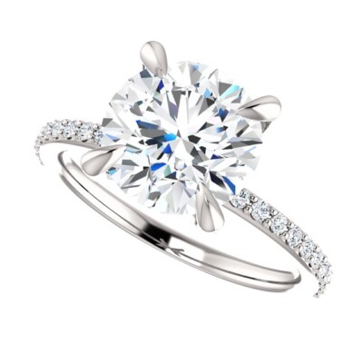 3.50 Carat Charles & Colvard Moissanite Ring in 14k White Gold
