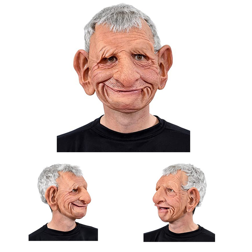 1× Realistic Old Man Mask Latex Halloween Cosplay Party Full Face Cover