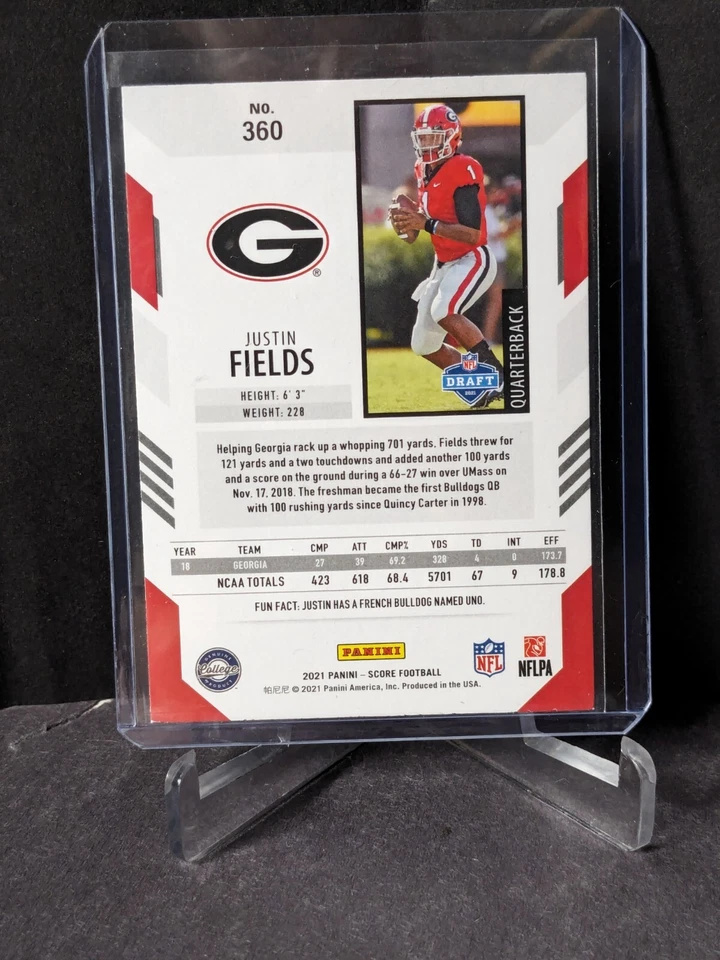 2021 Score Red #360 Justin Fields RC - Image 2 of 2