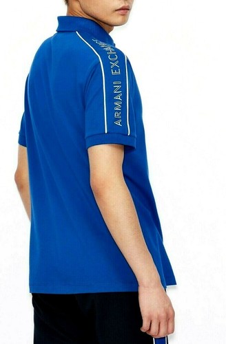 Armani Exchange Cotton Pipe Stretch Collar Polo T-Shirt Big A|X Logo Tape NWT