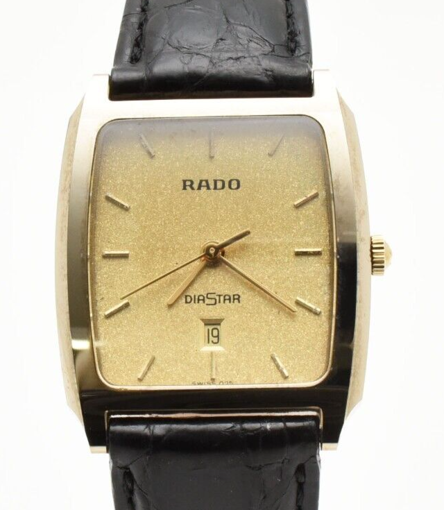 *Exc+5* RADO DIASTAR 152.0420.3 Gold Dial Square Quartz Men's Watch