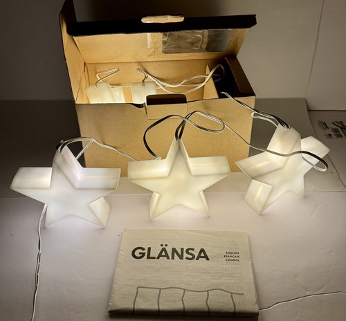 IKEA GLANSA Chunky Star String Lights Rare STJARNA 5" Christmas Stars NEW VTG - Picture 9 of 16