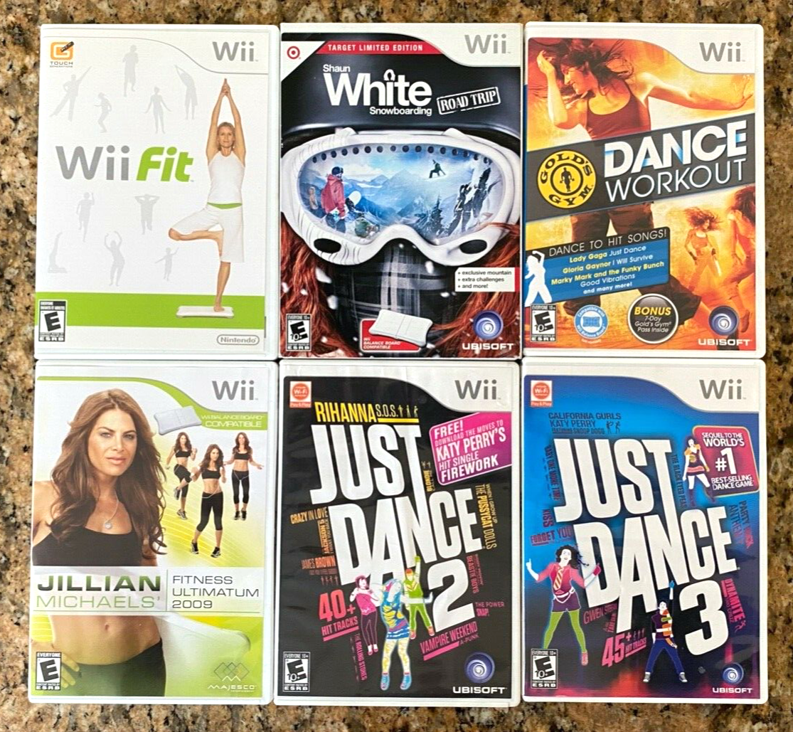 Lot-6 Wii Games-Just Dance, Wii Fit, Jillian Michaels, Shaun White