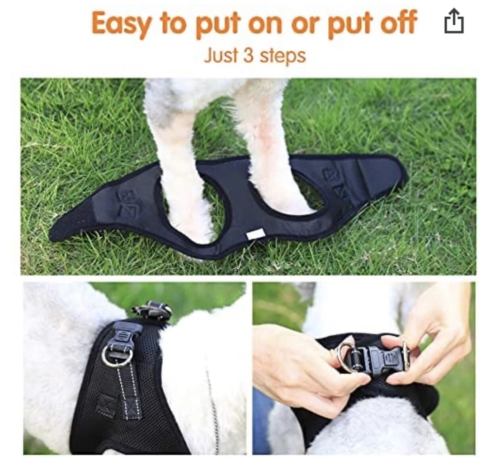 Dog Harness No Pull Type Adjustable Soft and Breathable Reflective Mesh Breath