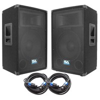 Pair Of 12 Dj Speakers And 35' Speaker Cables - 12 Band Karaoke Loudspeakers on sale Pair Of 12 Dj Speakers And 35' Speaker Cables - 12 Band Karaoke Loudspeakers on sale