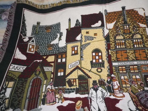 Dicken's Village Woven Tapestry Throw Blanket 67x45 Christmas Winter Scene - Picture 6 of 10
