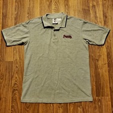 Vintage Atlanta Braves Polo Shirt Mens Large Short Sleeve Grey Pro Edge MLB 1999