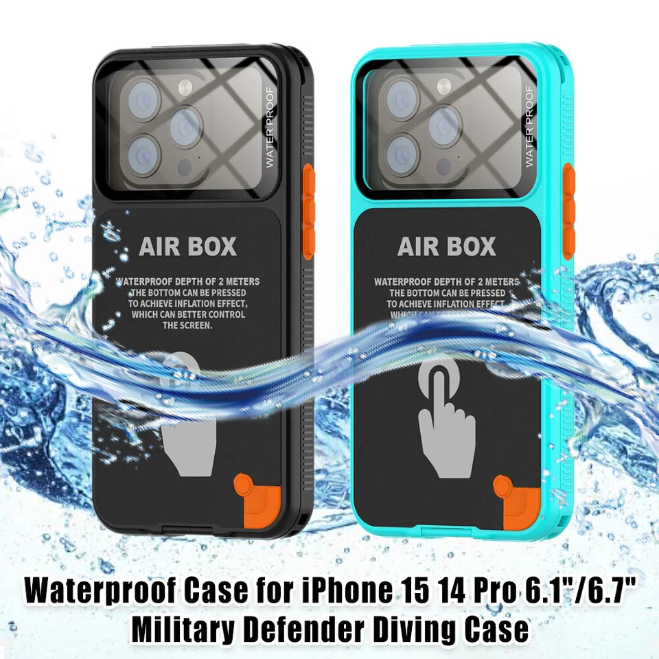 Waterproof Case for iPhone 15 14 Pro 6.1"/6.7" Military Defender Diving Case - Image 4 of 4