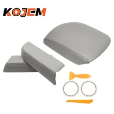 For Honda Pilot 2009-2015 2X Door Panel + 1X Console Lid Armrest Cover Gray