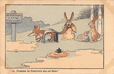 Old postcard illustrator / Benjamin Rabier / Comme la furrure me va bien