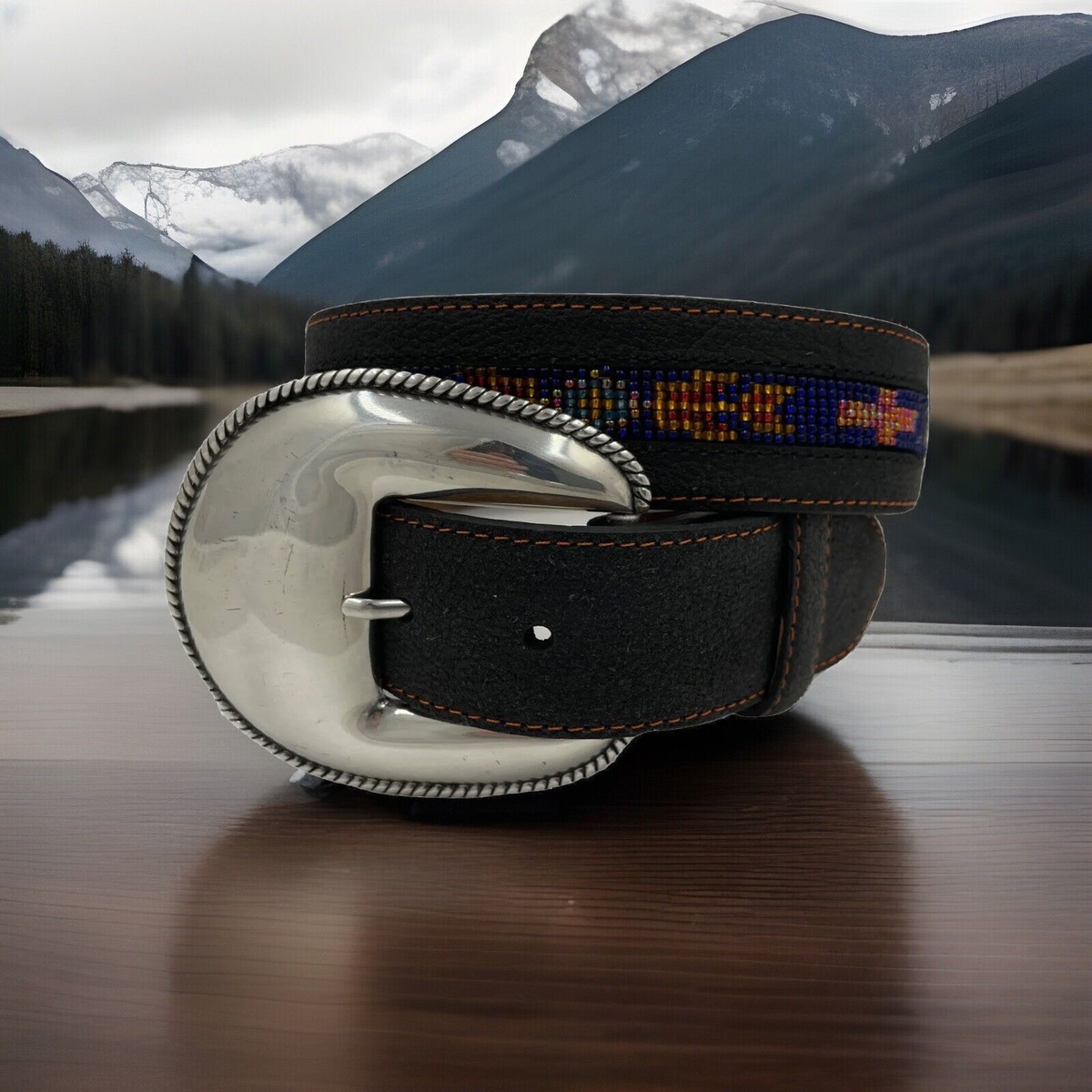 New Tony Lama NAVAJO SILVER Leather Belt Size 34 C50933 NWT  display picture 1
