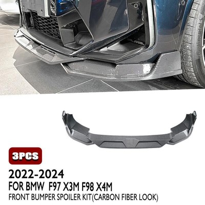 Car Carbon Fiber Look Front Spoiler Splitter Lip For BMW F97 X3M F98 X4M 22-24