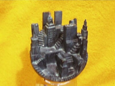Rare Bronze Sculpture  Yantorno NYC New York Skyline Buildings Globe