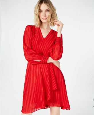 calvin klein red long sleeve dress