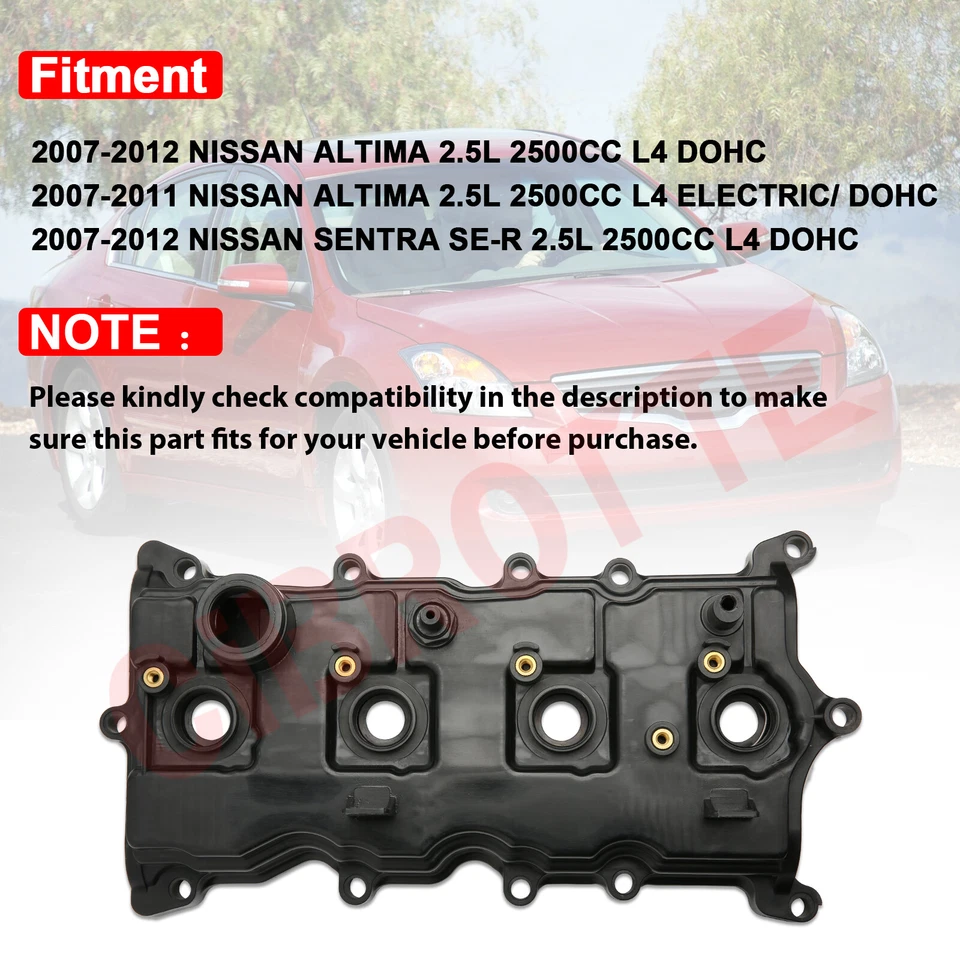 Tampa da válvula com gaxeta e parafusos e tampa para 2007-2012 Nissan Altima Sentra SE-R 2.5L - Imagem 3 de 4