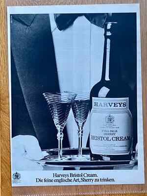 Harveys Bristol Cream Sherry Original 1980 Vintage Advert Werbung Reklame
