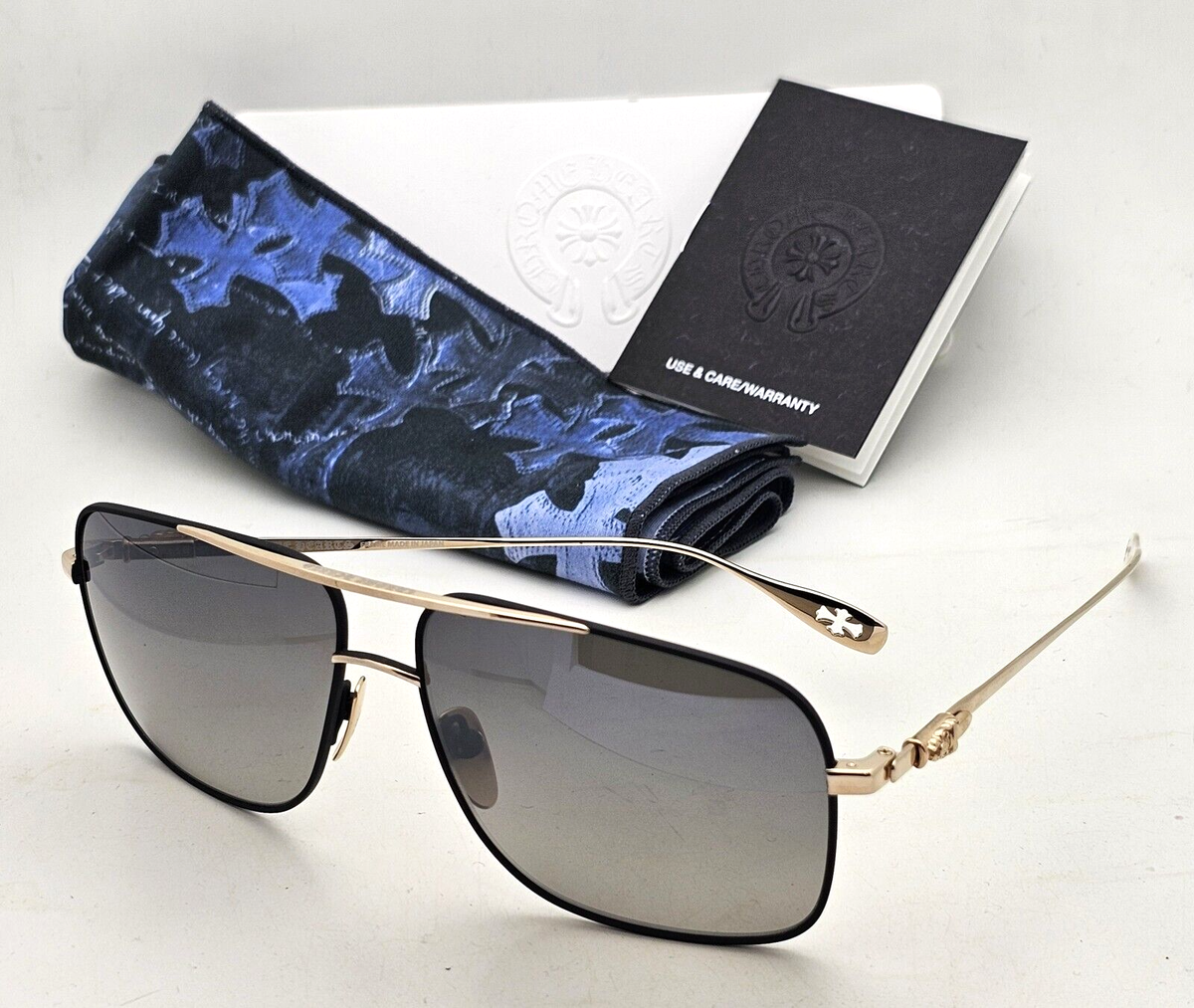 New Chrome Hearts STAINS VII MBK/GP 62-14 Sunglasses Black New Chrome Hearts STAINS VII MBK/GP 62-14 Sunglasses Black