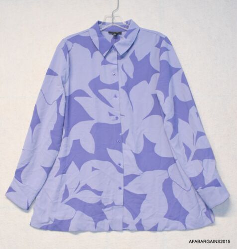 Alfani Women's Size M Purple Floral Printed Long Sleeve Button Down Blouse NEW