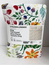 IKEA STRANDLUMMER King Duvet Cover Set – Multicolor Floral Cotton Bedding