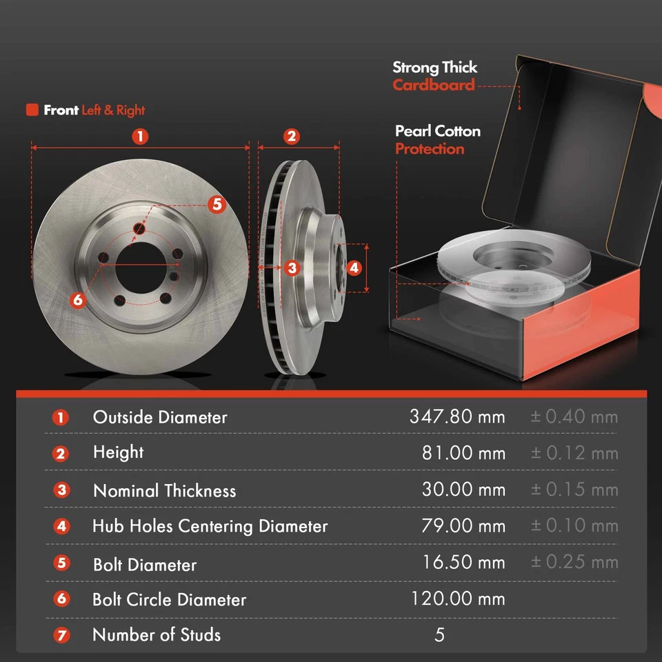 6x Rotor de disco de freno delantero y pastillas de freno de cerámica para BMW 745i 750i 760i 760Li 03-08 Foto 2 de 4