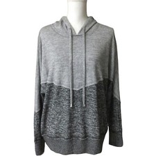 Cable And Gauge Women's Gray Hoodie Top Sweater Size XL Two-Tone Gray