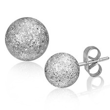 Stainless Steel Hypoallergenic Round Ball Dusted Stud Earrings 8mm Item 061
