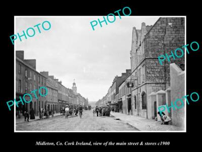 OLD LARGE HISTORIC PHOTO OF MIDLETON Co CORK IRELAND MAIN ST & STORES c1900
