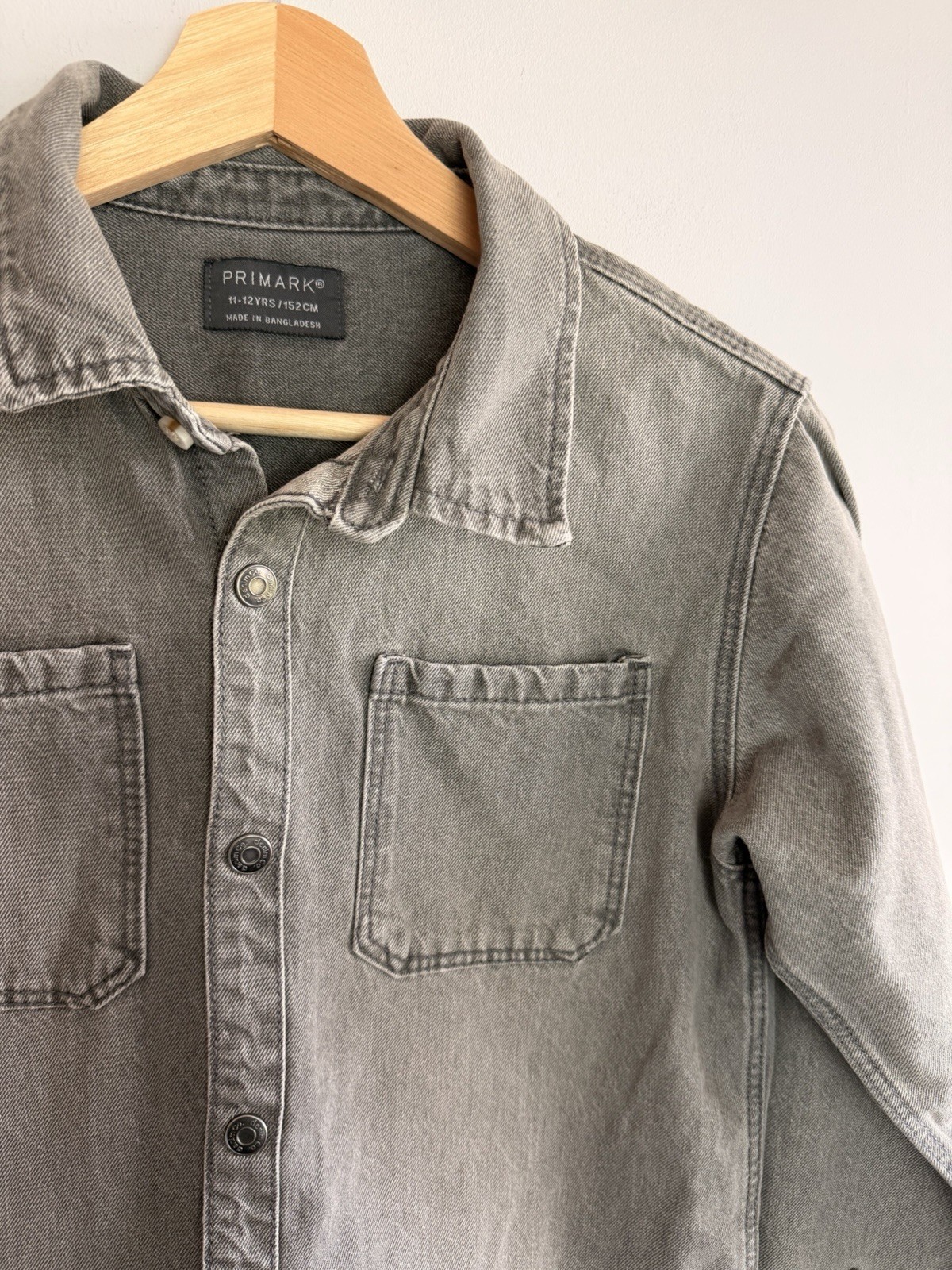 Primark Boys Grey Denim Shirt Size 11-12 Years Casual Button Down Long Sleeve image 4
