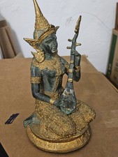 Statuette Tempelmusikerin Thailand Buddha antik Vintage