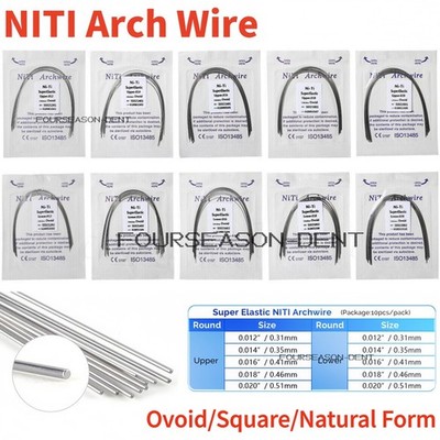 10 Pcs Dental Orthodontic Super Elastic Niti Arch Wire Round 012-020 Upper Lower