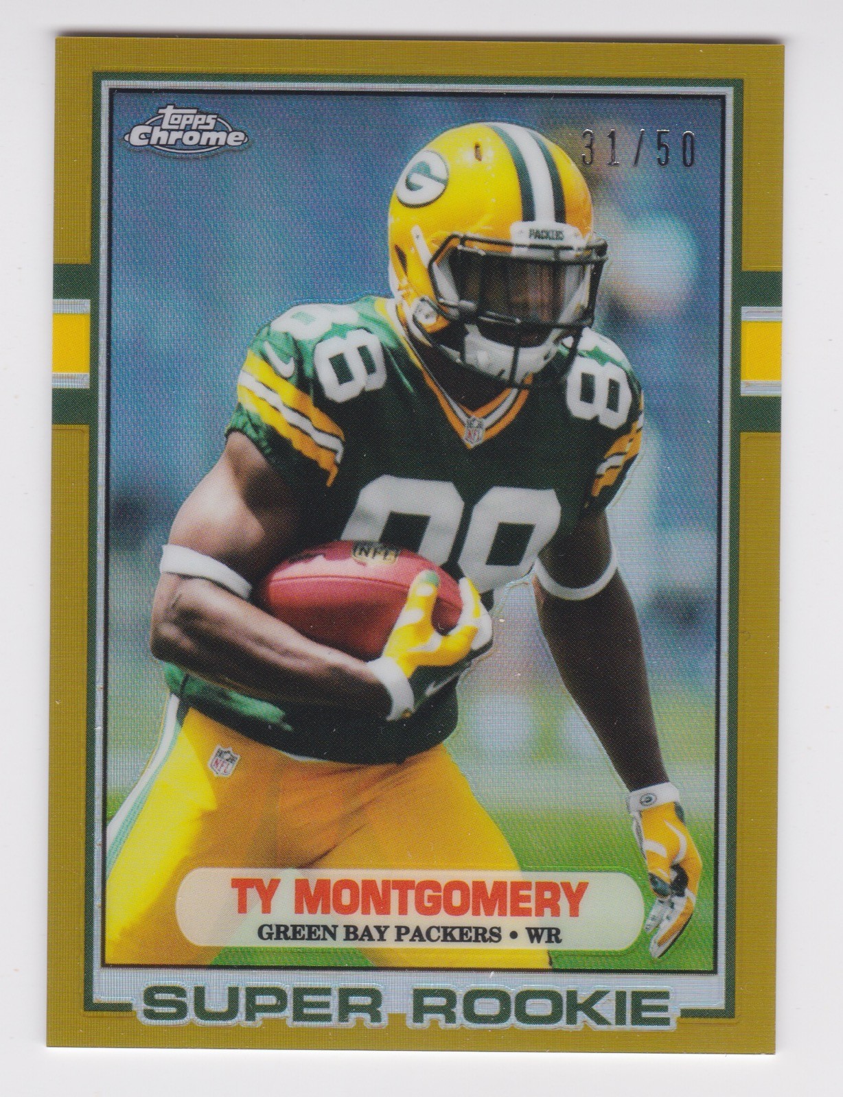 Ty Montgomery Topps Chrome Mini 1989 Super Rookie #89TM Gold Refractor