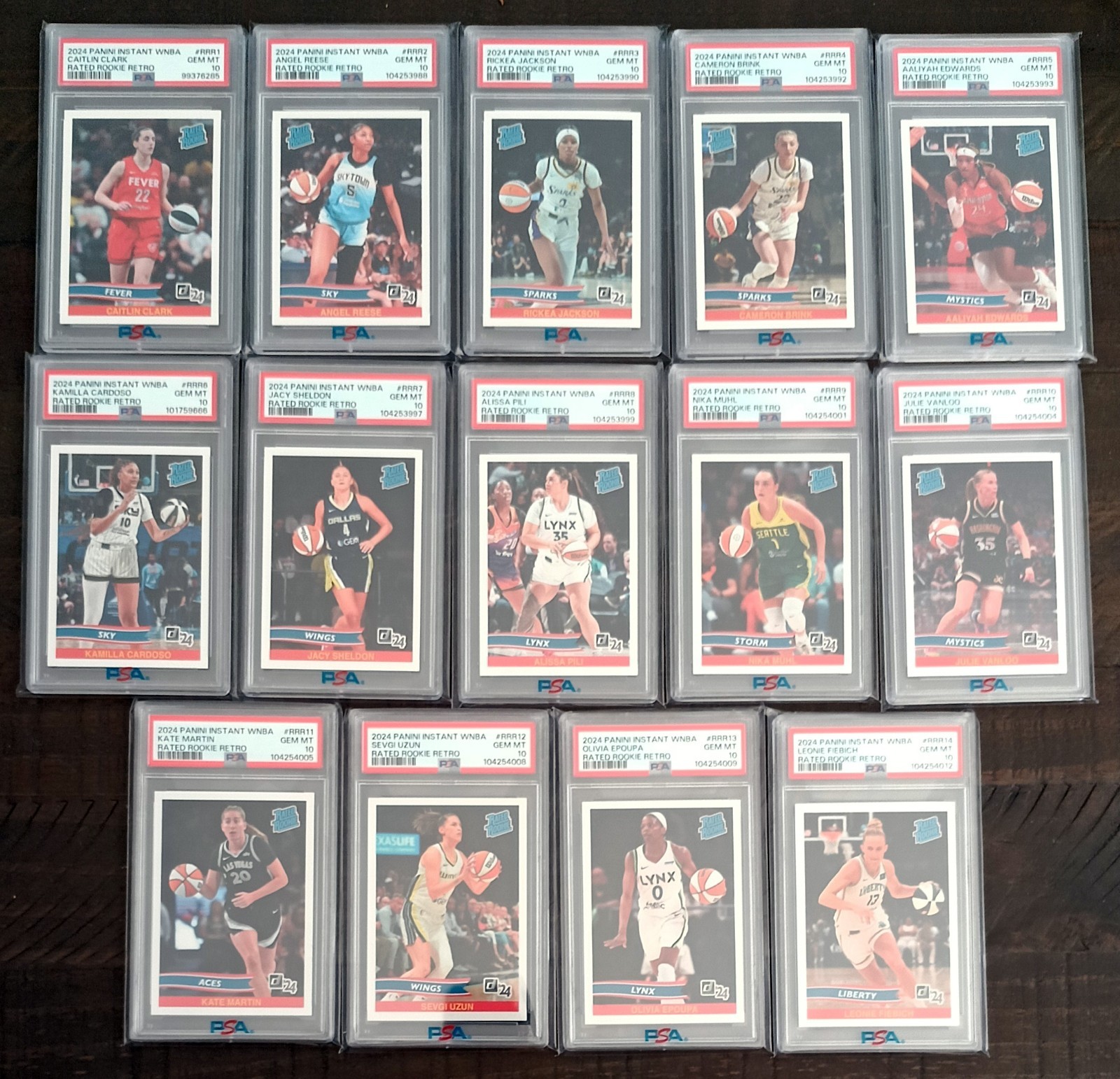 2024 Panini Instant WNBA Retro Rated Rookie 💎ALL PSA 10💎 14 Card Set