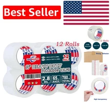 Effortless Packaging with Ultra Strong Clear Tape - 12 Rolls, 2.8 mil Thickness