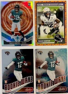 Travis Hunter 4 Card RC Lot Paragon Rookie Wave Halloween Jaguars NM+