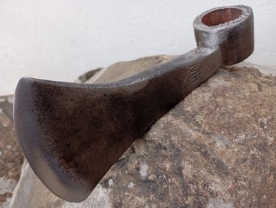 Antique 1900 Strong Sharp Axe Wrought Carbon Steel Blacksmith Signed and Ornated