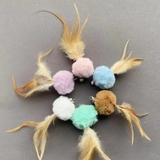 2pcs Random color Plush Ball Feather Cat Teaser Stick For Changing Heads Cat Toy