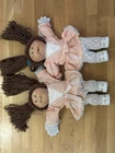 1985 Vintage Cabbage Patch Twin Girls Brown Hair Brown Eyes Matching Outfits
