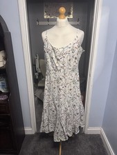 Joe Browns Midi Dress Cream Floral UK 24 Boho Tie Back Cotton Summer Older Label