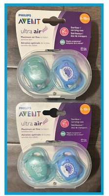 Philips AVENT Ultra Air 2 Orthodontic Pacifier 6-18m Sterilizer Carrying Case X2