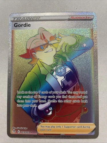 Gordie 223/203 Full Art Holo Rainbow Rare Pokémon TCG Evolving Skies - NM/Mint