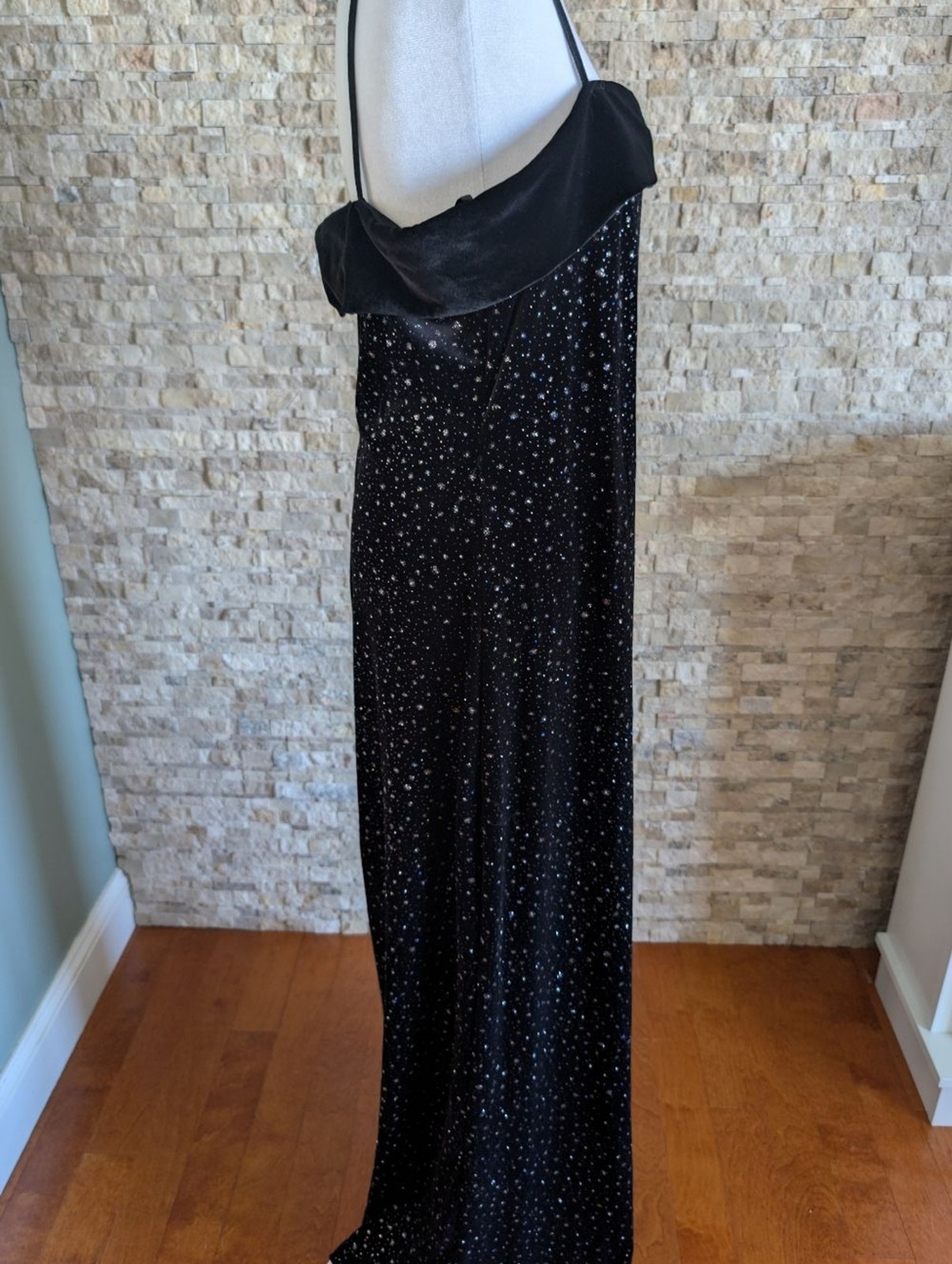 Vintage 90s Alex Evenings Velvet Constellation Sparkle Formal Gown USA Glam 14 image 4