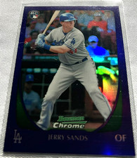 2011 Bowman Chrome Draft Baseball Jerry Sands LA Dodgers Purple Refractor Rookie