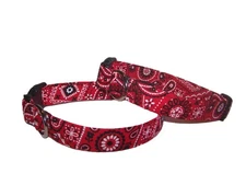 Wet Nose Designs Bright Red Bandana Dog Collar Bandanna Western Black Accents