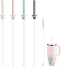 Replacement Straws and Bite Valve for Hydro Flask Around 40oz, 4 colors 