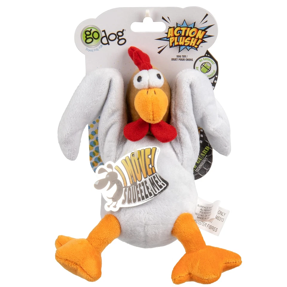 Juguete animado de peluche para perro chirriante de pollo de acción, tecnología de protección masticable - blanco,... Foto 3 de 4