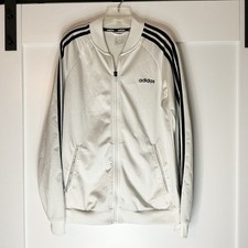 Adidas Track Jacket Women  s White Trefoil 3 Stripe Logo Sz Medium Active