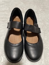 Clarks Black Pebbled Leather Comfort Slip On Shoes Women's Size 8 1/2 Medium