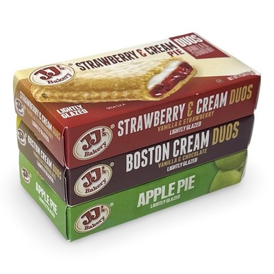 JJ's Bakery Pies Variety Pack (Strawberry Cream / Apple / Boston Cream) | 12 Cou